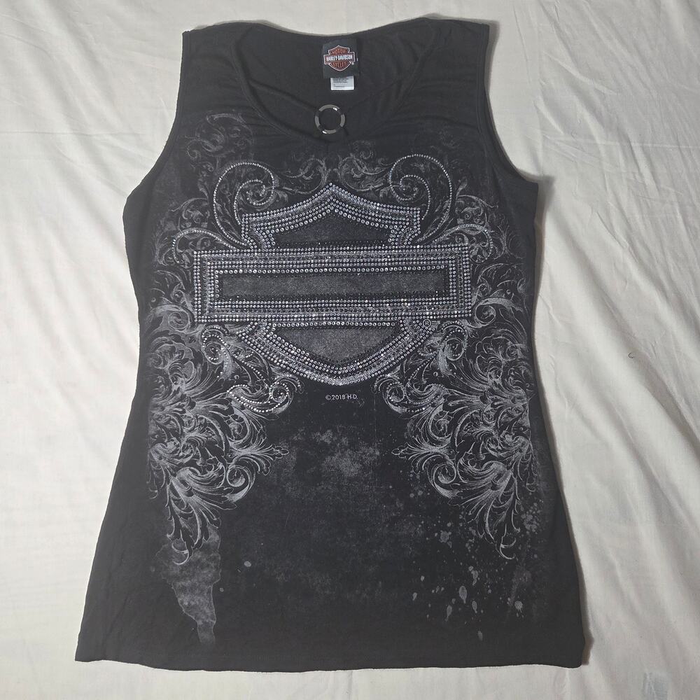 Harley-Davidson Women's Rhinestone Bar & Shield Bling Tank Top XL